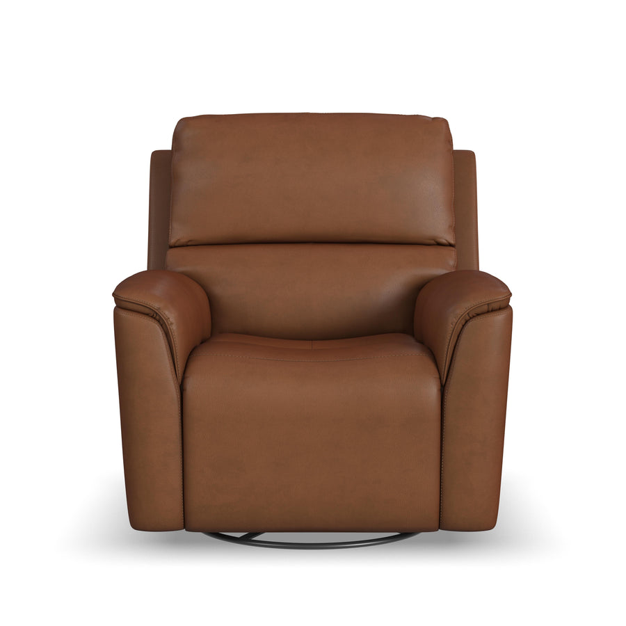 Flexsteel 1041-53P5-94672 Henry  Power Swivel Gliding Recliner With Power Headrest, Lumbar, Heat & Massage  Caramel