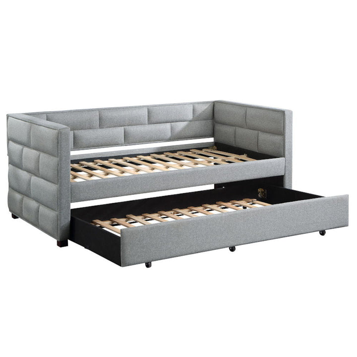 Ebbo - Twin Daybed With Trundle - Gray Fabric