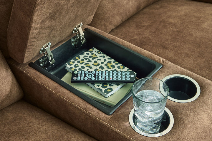 Edenwold - Dbl Reclining Loveseat with Console - Brindle