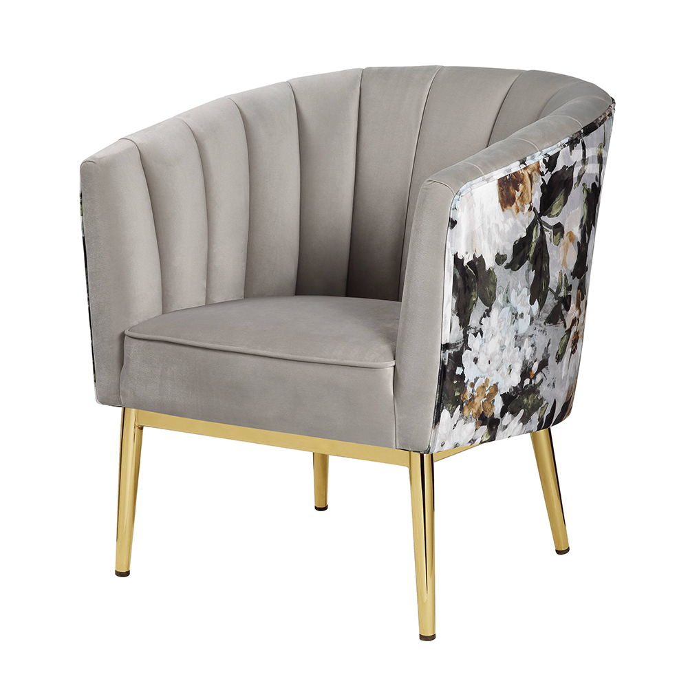Colla - Accent Chair - Gray Velvet & Gold