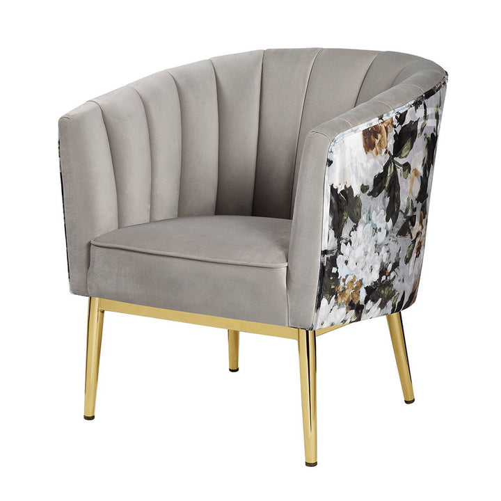 Colla - Accent Chair - Gray Velvet & Gold