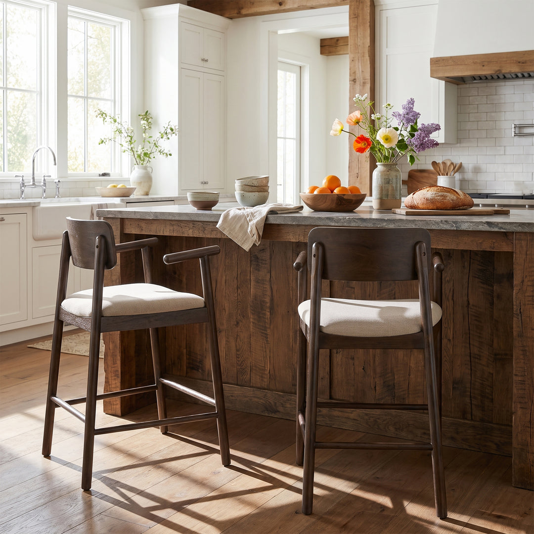 Alaya Counter Stool – Walnut/Beige (Set of 2)