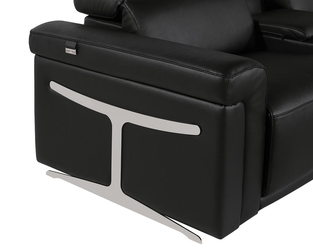 DivanItalia 1126 Top Grain Italian Leather Power Reclining Chair with Power Headrests - Black