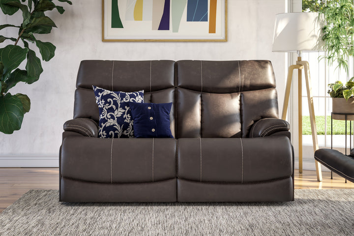 Clive Fabric Power Reclining Loveseat with Power Headrests &amp; Lumbar in Clove