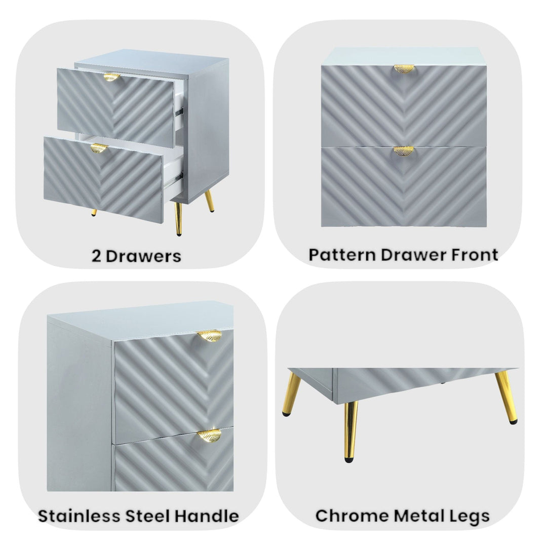 Gaines - High Gloss Nightstand - Gray