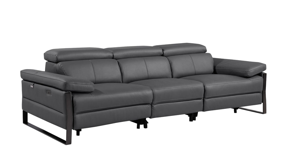 DivanItalia 1246 Modular Power Dual Reclining Sofa with Power Reclining Headrests – Top Grain Italian Leather - Dark Gray