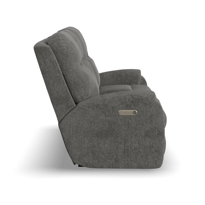 Penn Power Reclining Loveseat With Console &amp; Power Headrests &amp; Lumbar Dark Gray