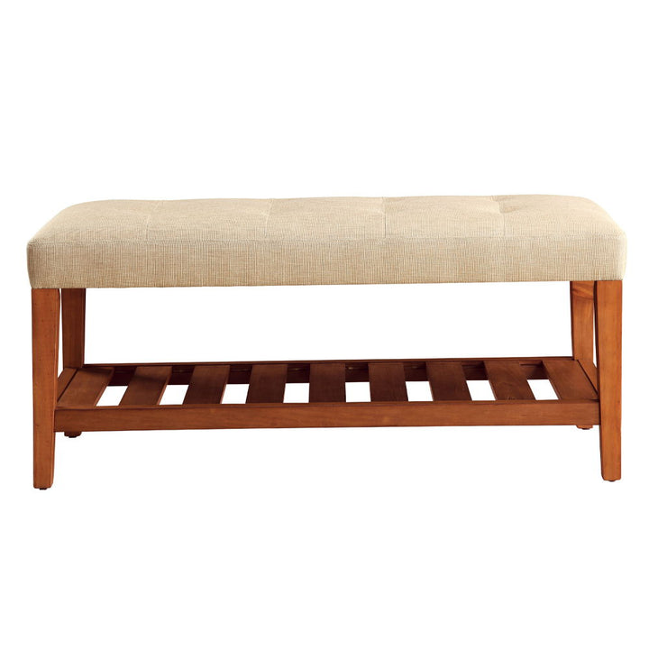 Charla - Bench - Beige Fabric & Oak
