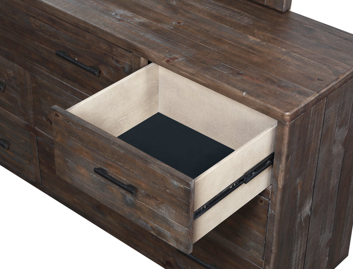 Modus Furniture Akk182 Mckinney Seven Drawer Solid Wood Dresser In Espresso Pine