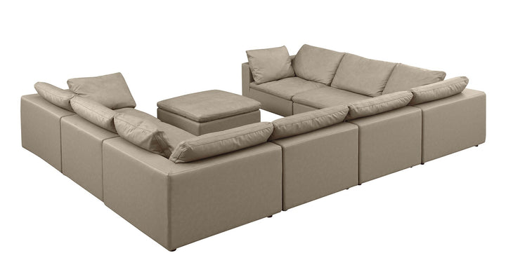DivanItalia 1100 9-Piece U-Shaped Sectional in Top-Grain Italian Leather - Beige