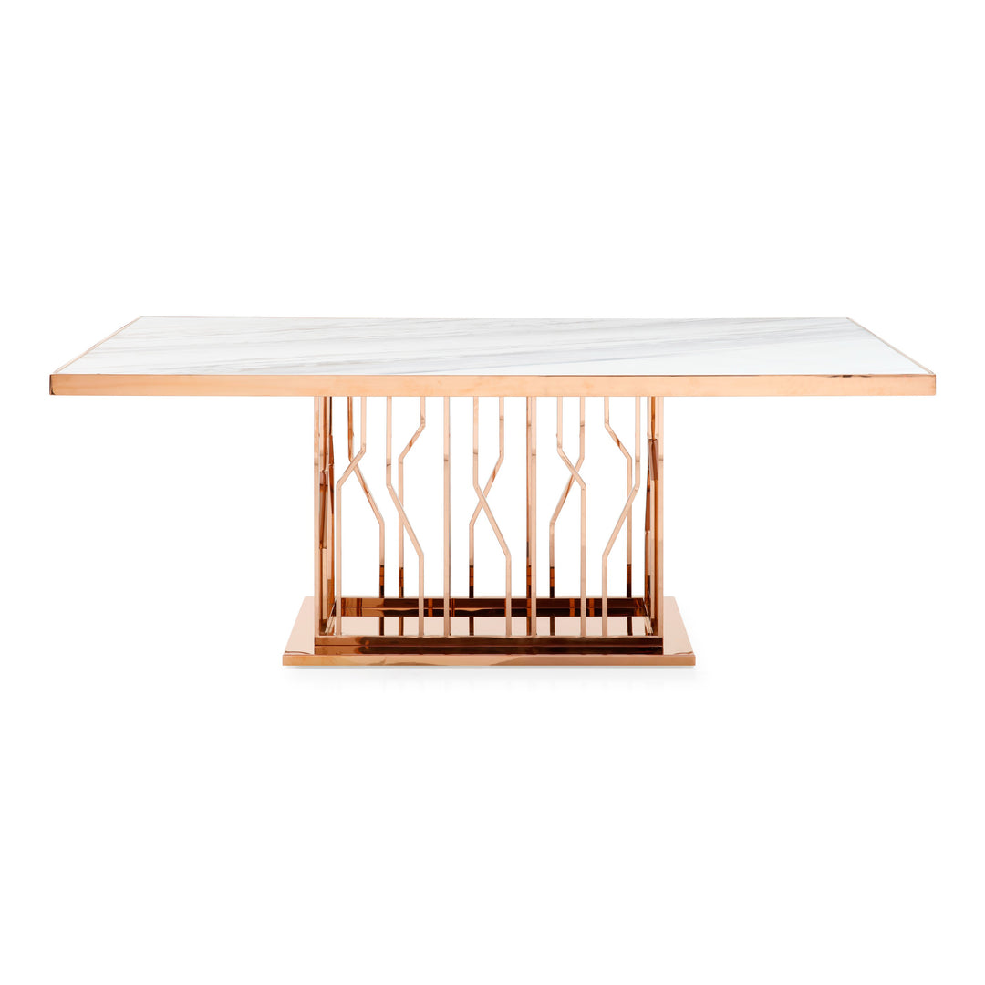 Marston Modern White Marble Dining Table