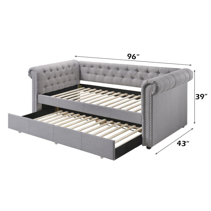 Justice - Twin Daybed With Trundle - Smoke Gray Fabric