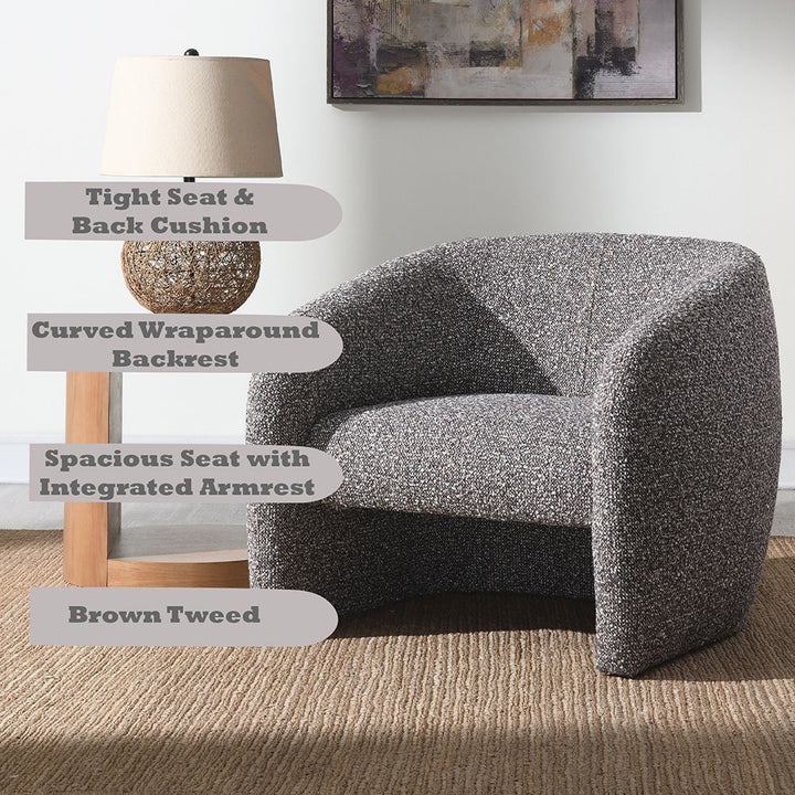 Livia - Accent Chair - Brown & Gray Tweed