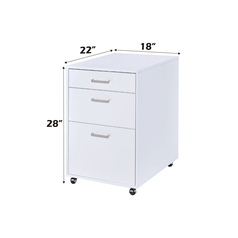 Coleen - File Cabinet - White High Gloss & Chrome