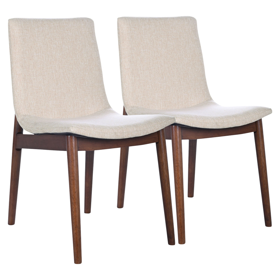 Ravel Beige Fabric Dining Chair Set of 2 with Solid Wood Frame and Comfortable Upholstery