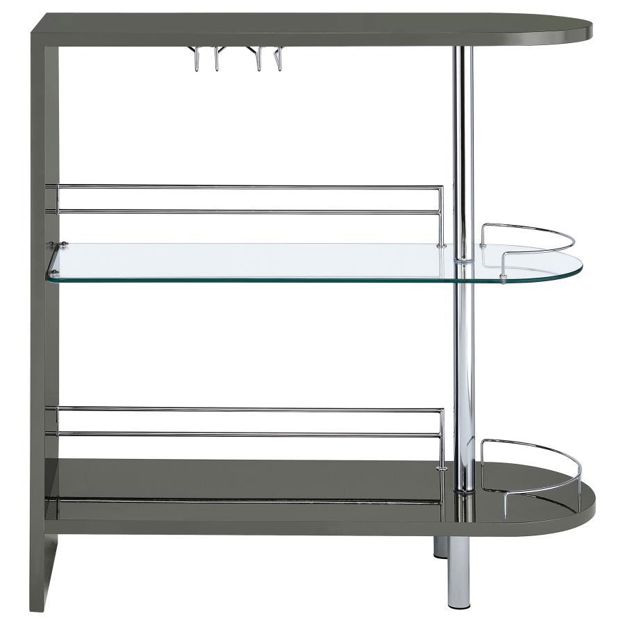 Adolfo - Rectangular 2-Tier Home Bar Table - Gray High Gloss