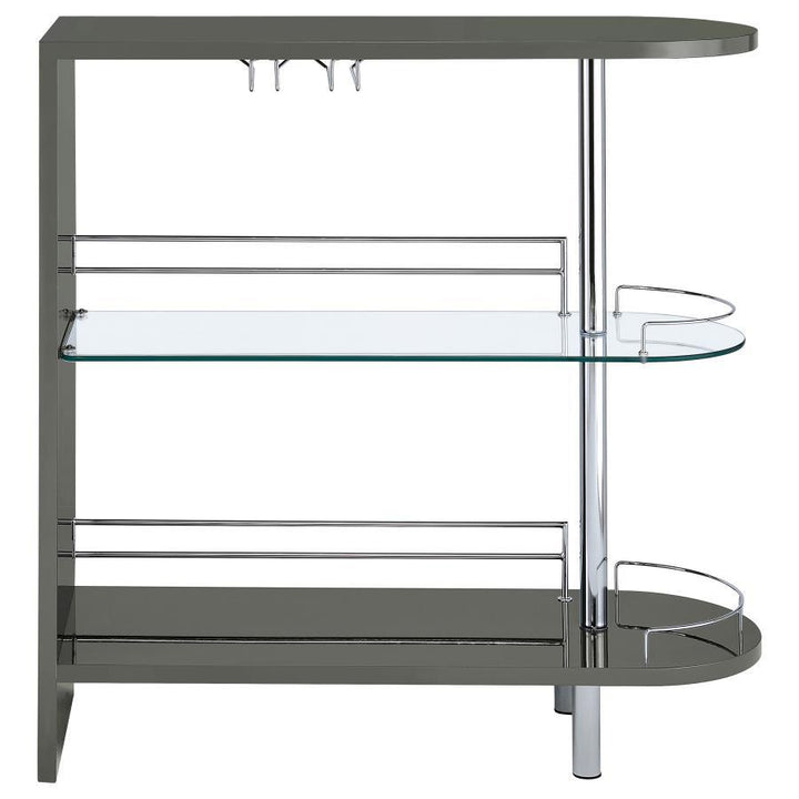 Adolfo - Rectangular 2-Tier Home Bar Table - Gray High Gloss