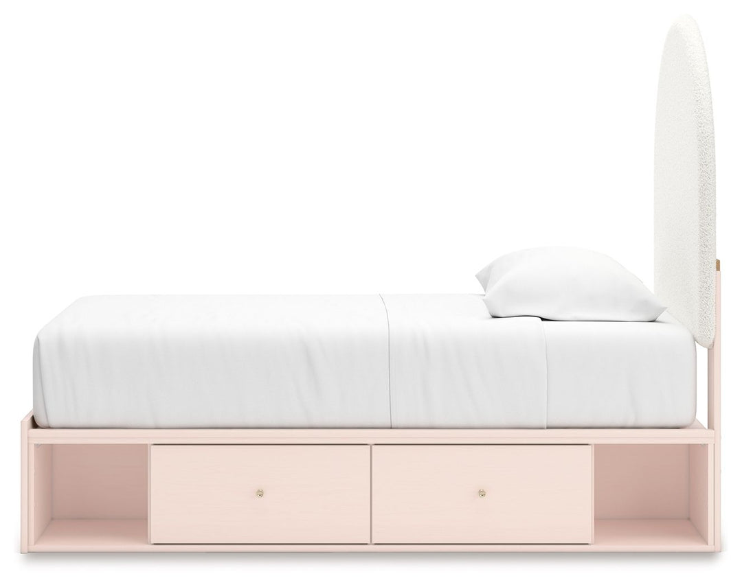 Wistenpine - Twin Upholstered Panel Bed With Side Storage - Blush by Ashley Furniture product image