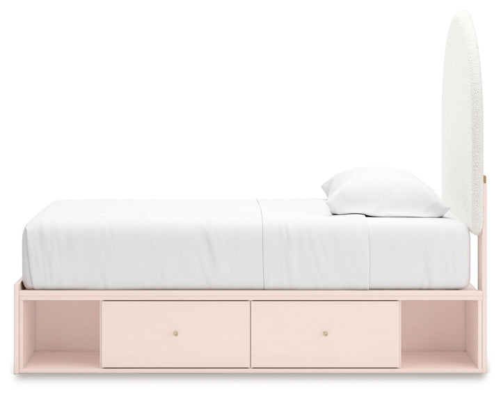 Wistenpine - Twin Upholstered Panel Bed With Side Storage - Blush by Ashley Furniture product image
