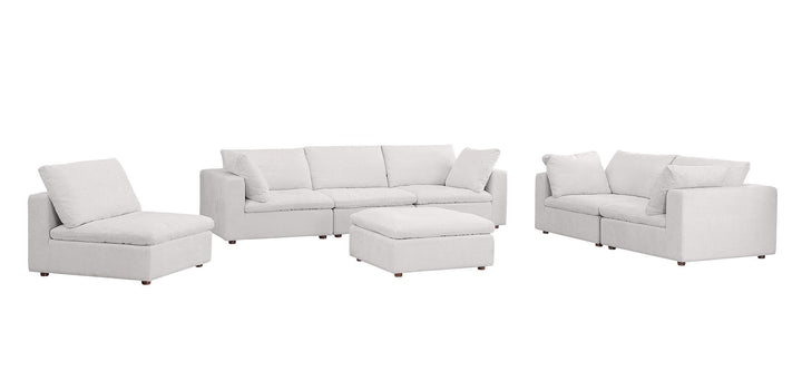 DivanItalia 1100 3-Piece Sofa Set with Ottoman – Top-Grain Italian Leather - Pearl