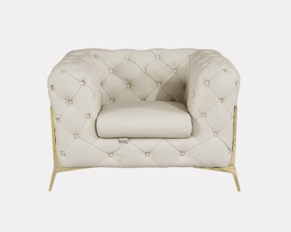 DivanItalia 970 Italian Leather Beige Chair
