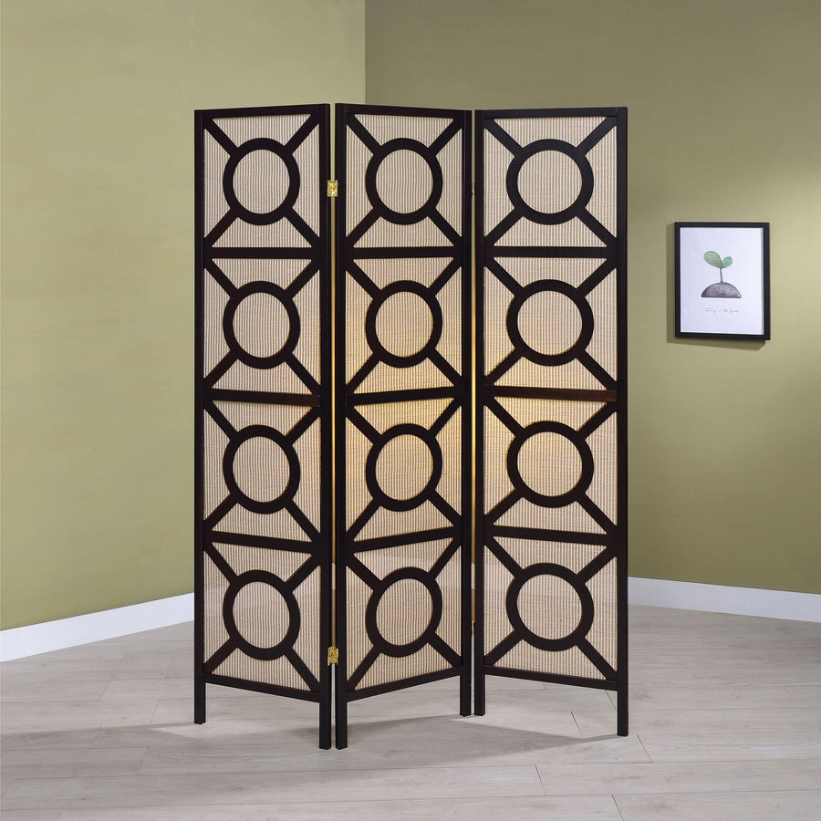 Coaster Furniture 900090 Vulcan 3 Panel Room Divider Folding Shoji Screen Cappuccino