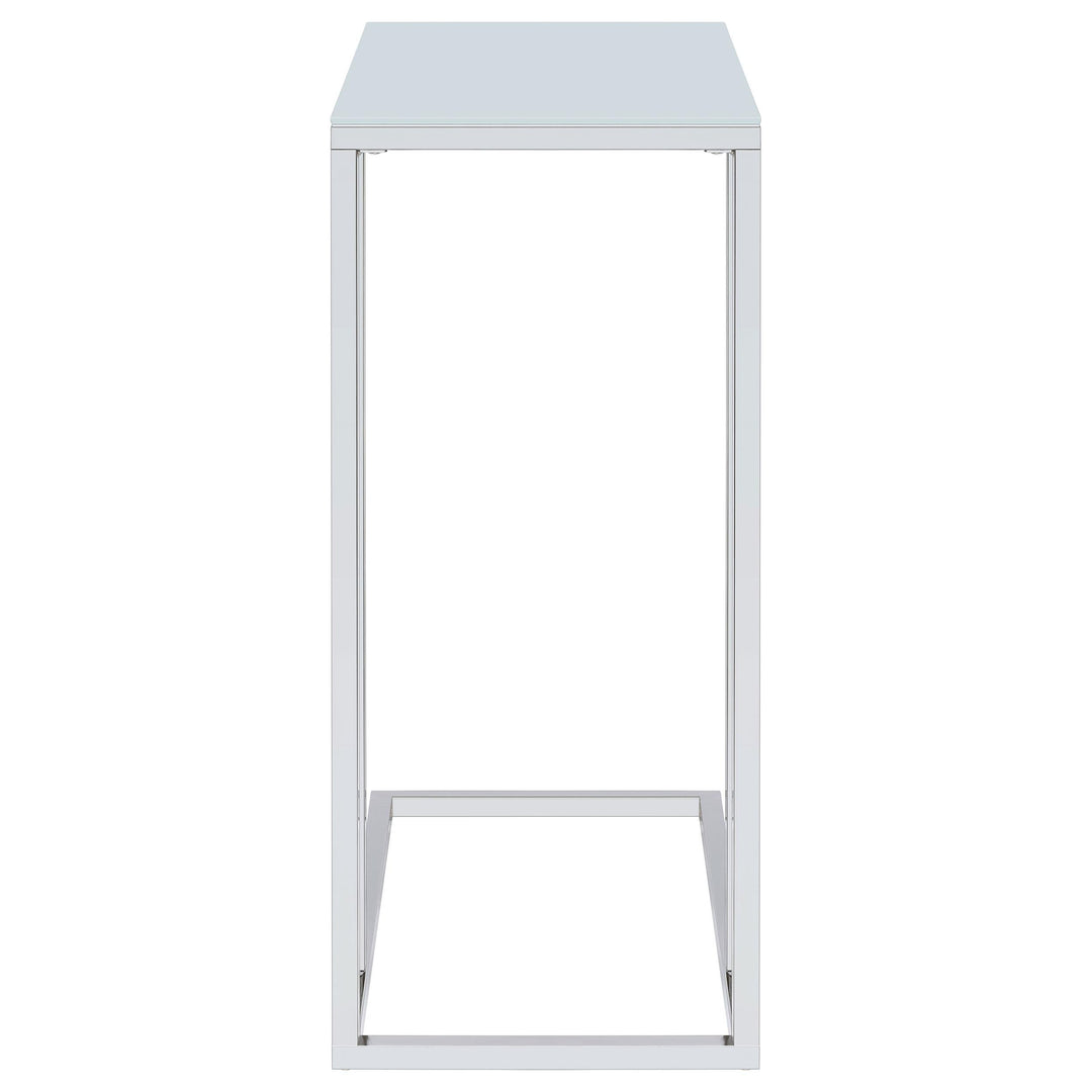 Coaster Furniture 900250 Stella White Glass Top C-Shaped Sofa Side Table Chrome