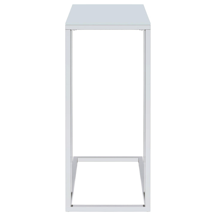 Coaster Furniture 900250 Stella White Glass Top C-Shaped Sofa Side Table Chrome