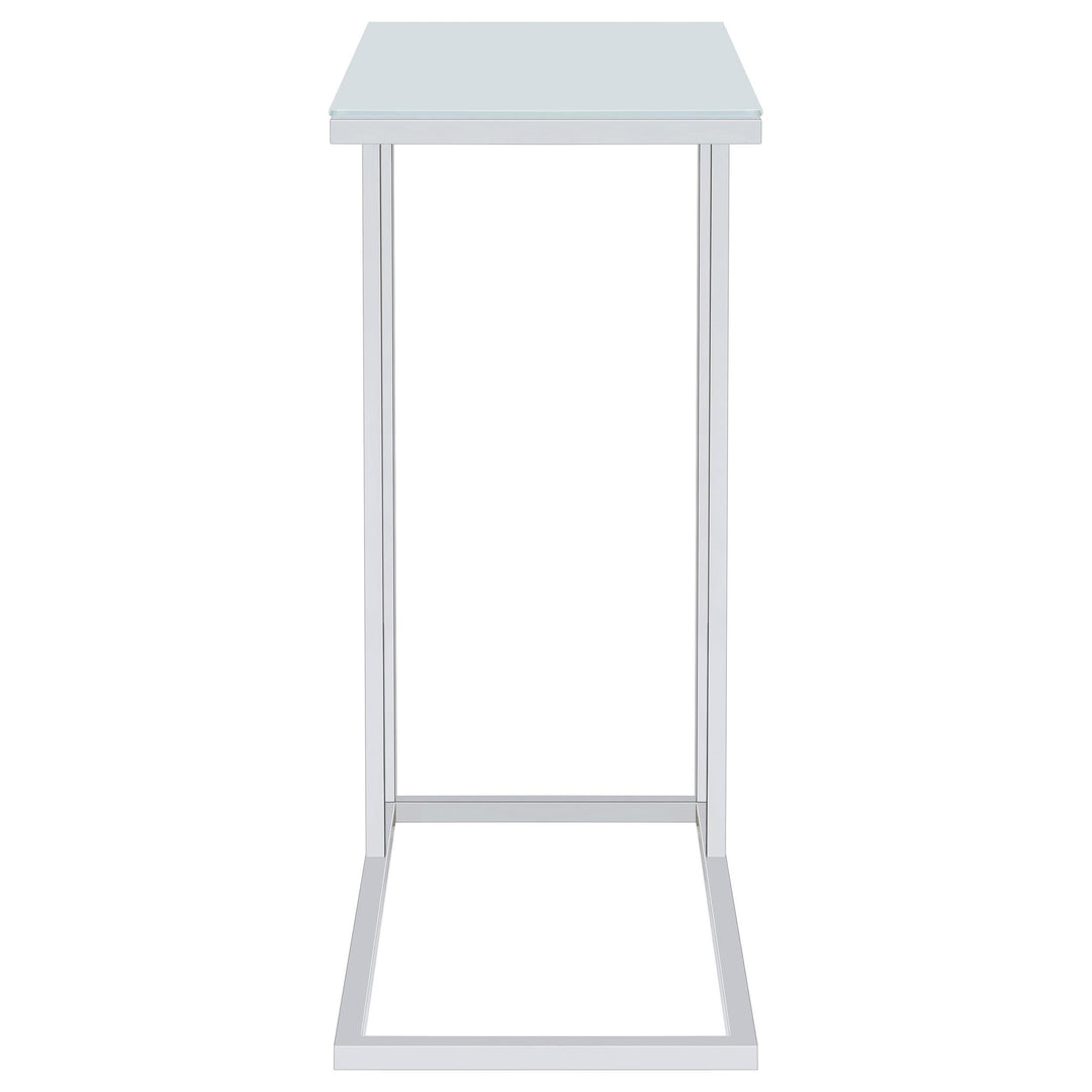 Coaster Furniture 900250 Stella White Glass Top C-Shaped Sofa Side Table Chrome