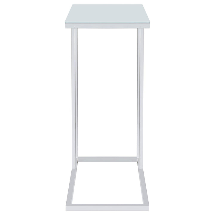 Coaster Furniture 900250 Stella White Glass Top C-Shaped Sofa Side Table Chrome