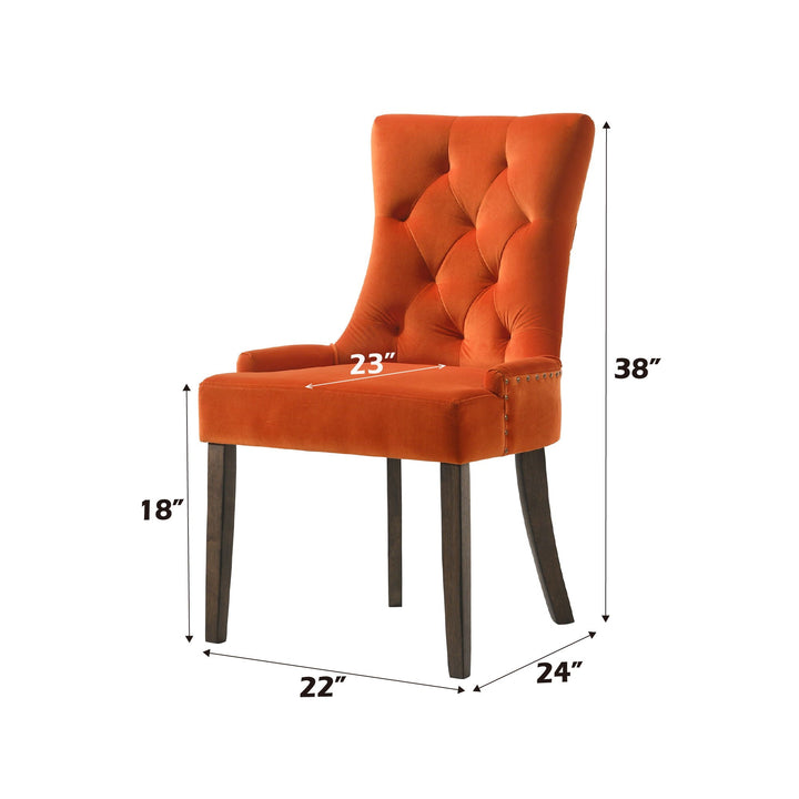 Farren - Velvet Weathered Side Chair (Set of 2) - Orange