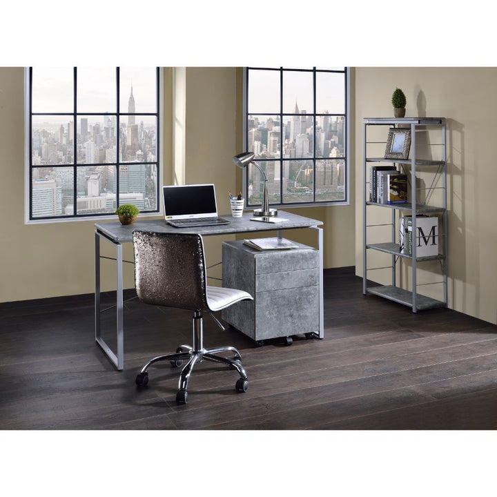 Jurgen - Writing Desk - Faux Concrete & Silver