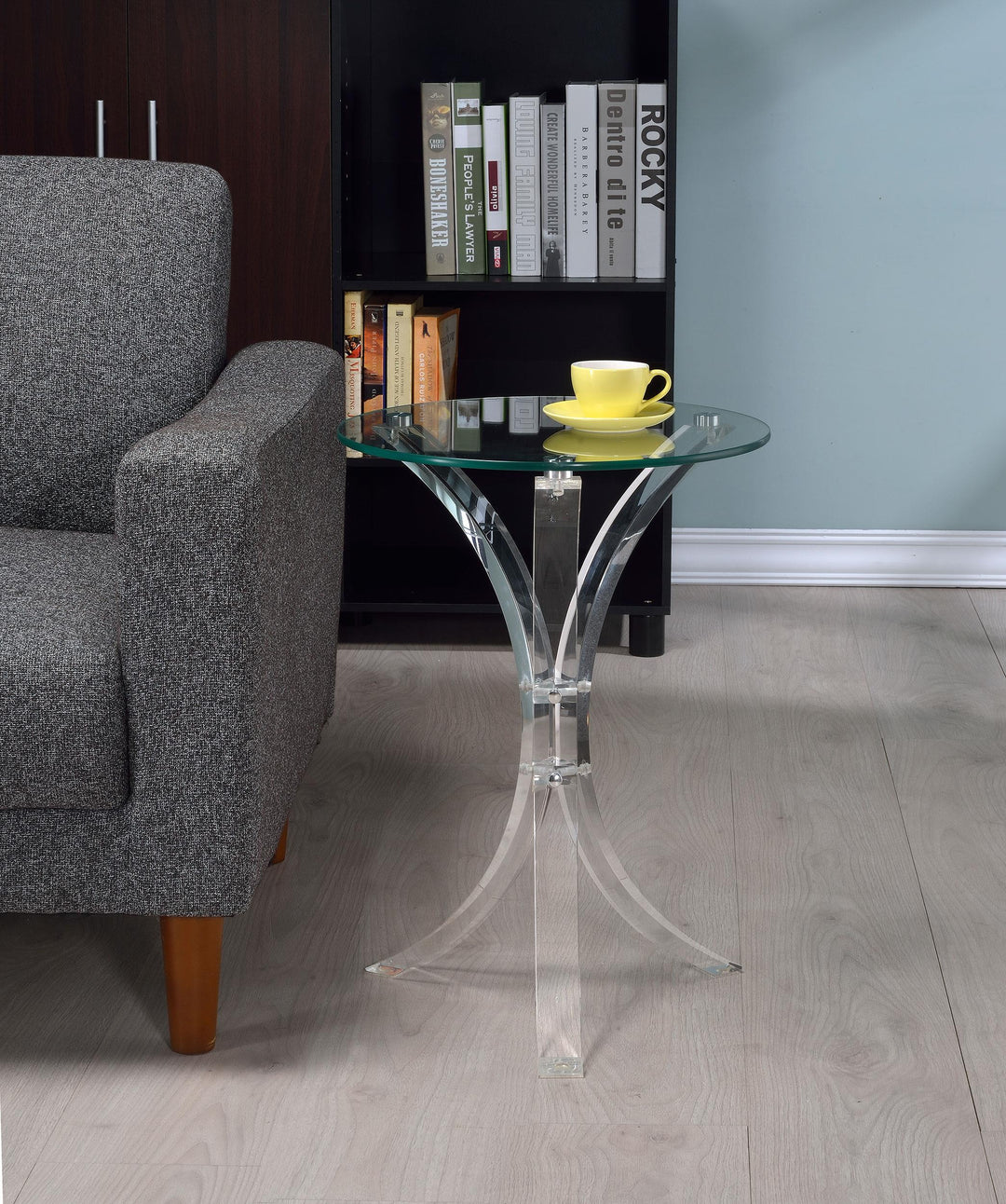 Coaster Furniture 900490 Laning Round Glass Top Acrylic Side Table Clear
