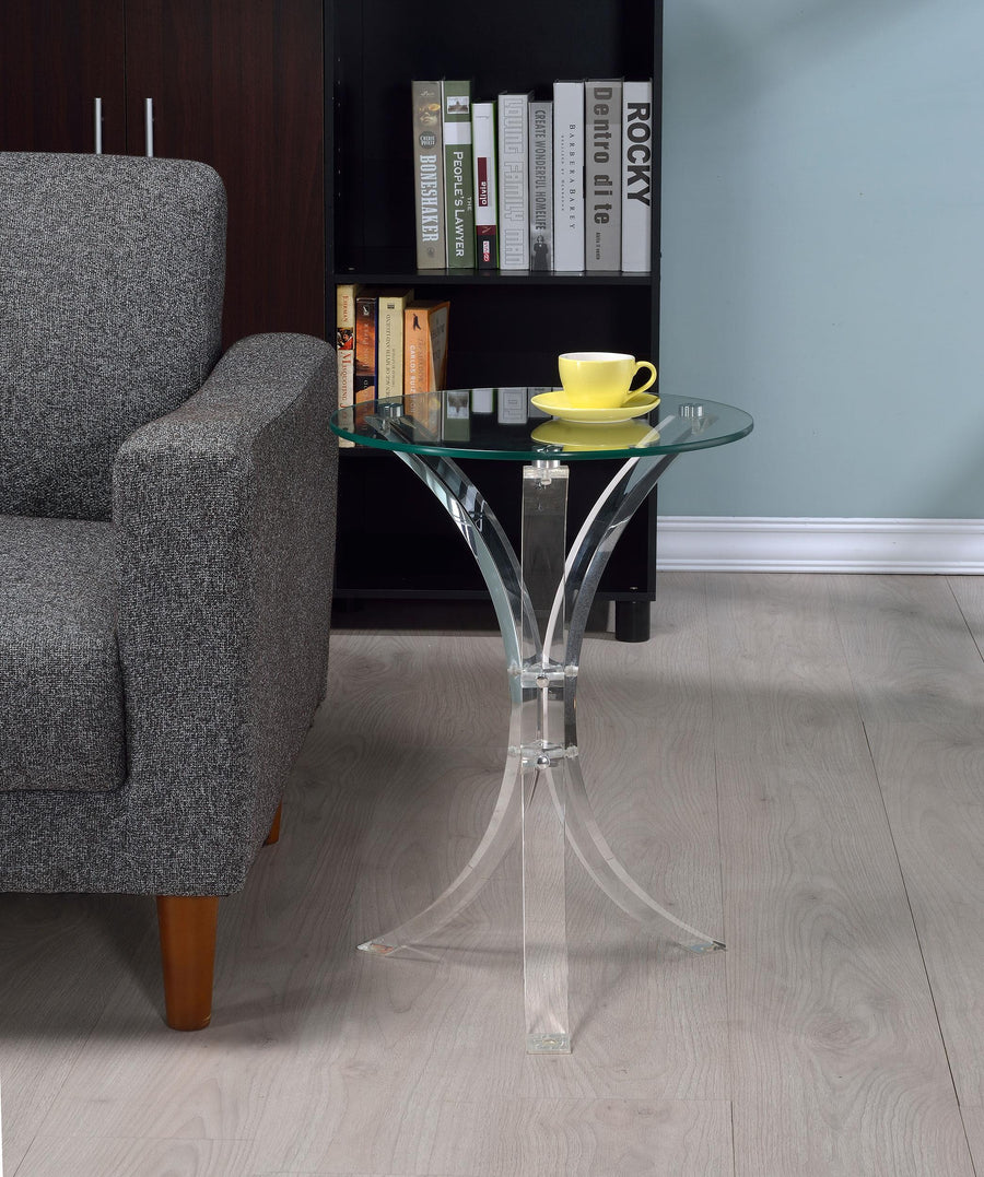 Coaster Furniture 900490 Laning Round Glass Top Acrylic Side Table Clear