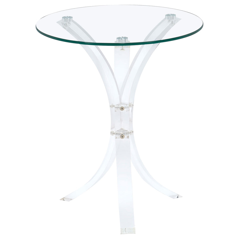 Coaster Furniture 900490 Laning Round Glass Top Acrylic Side Table Clear