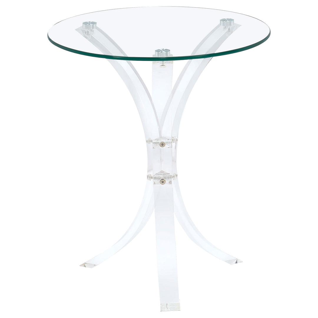 Coaster Furniture 900490 Laning Round Glass Top Acrylic Side Table Clear