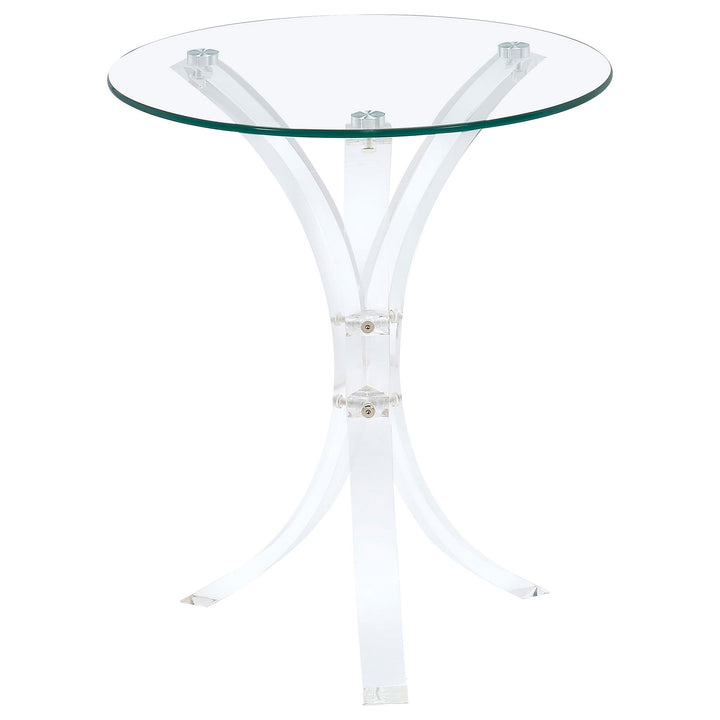 Coaster Furniture 900490 Laning Round Glass Top Acrylic Side Table Clear