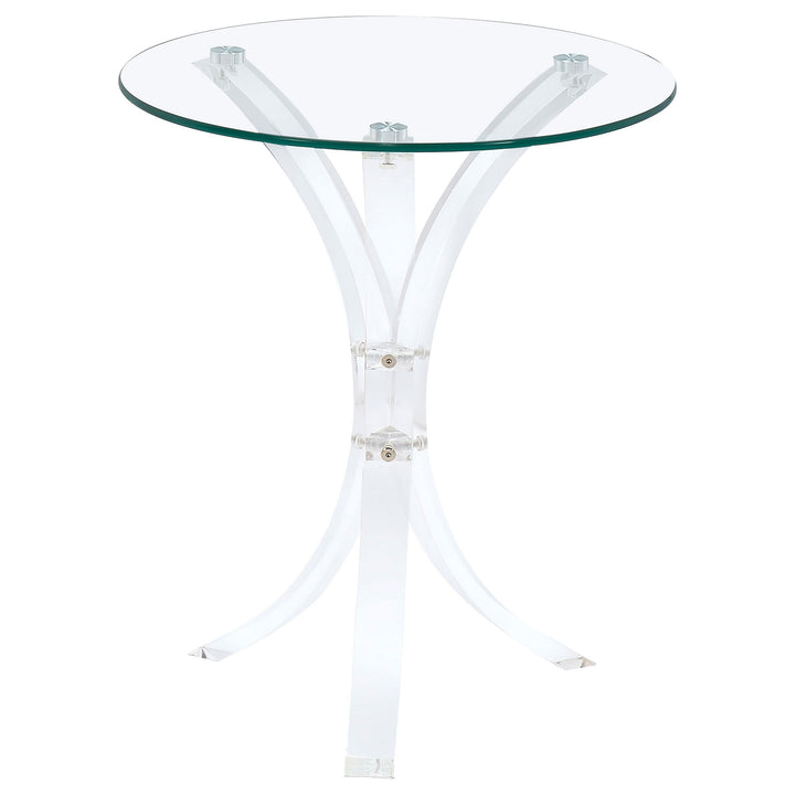 Coaster Furniture 900490 Laning Round Glass Top Acrylic Side Table Clear