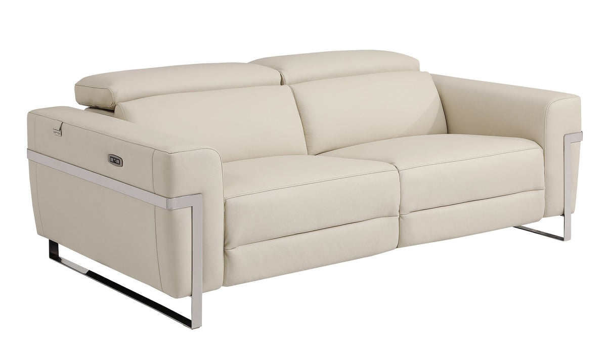 DivanItalia 990 Power Reclining Sofa with Power Headrest in Top-Grain Italian Leather - Beige
