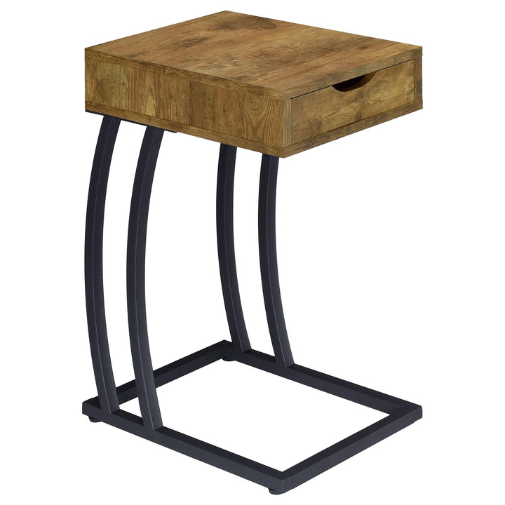 Coaster Furniture 900577 Troy 1-drawer C-Shaped Side Table Power Outlet Rustic Nutmeg
