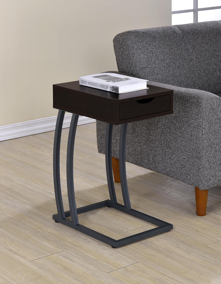 Coaster Furniture 900578 Troy 1-drawer C-Shaped Side Table Power Outlet Cappuccino