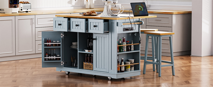 53-inch-blue-kitchen-island-cart-with-drop-leaf-and-power-outlet