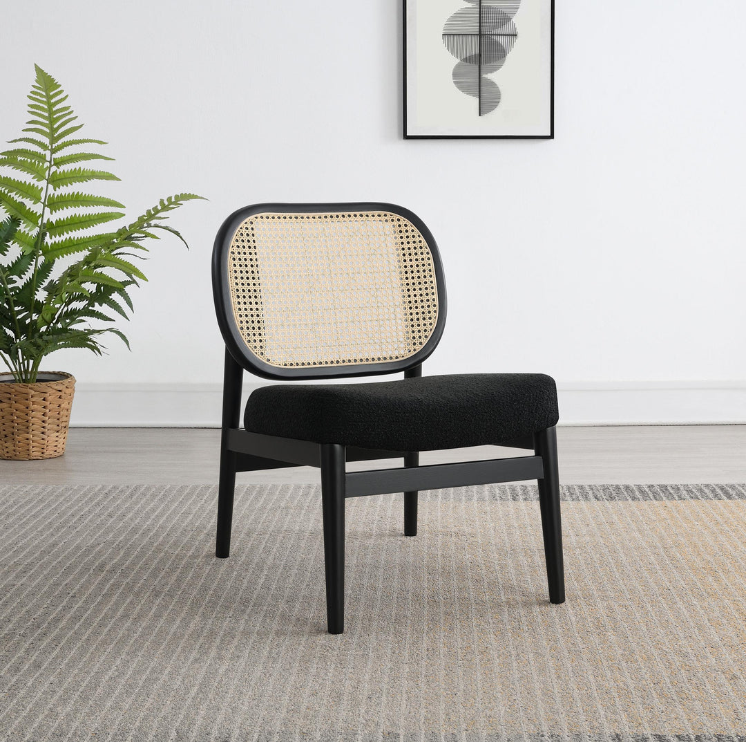 Coaster Furniture 900620 Rayo Rattan Cane Back Accent Chair with Padded Seat Black