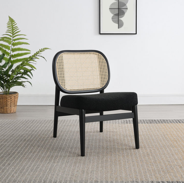 Coaster Furniture 900620 Rayo Rattan Cane Back Accent Chair with Padded Seat Black