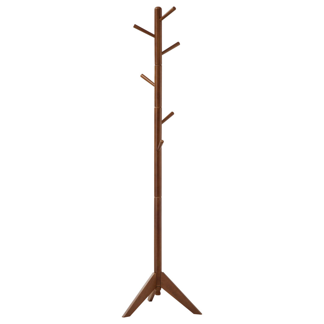 Coaster Furniture 900633 Devlin 6 Hook Freestanding Wood Coat Rack Hat Hanger Walnut