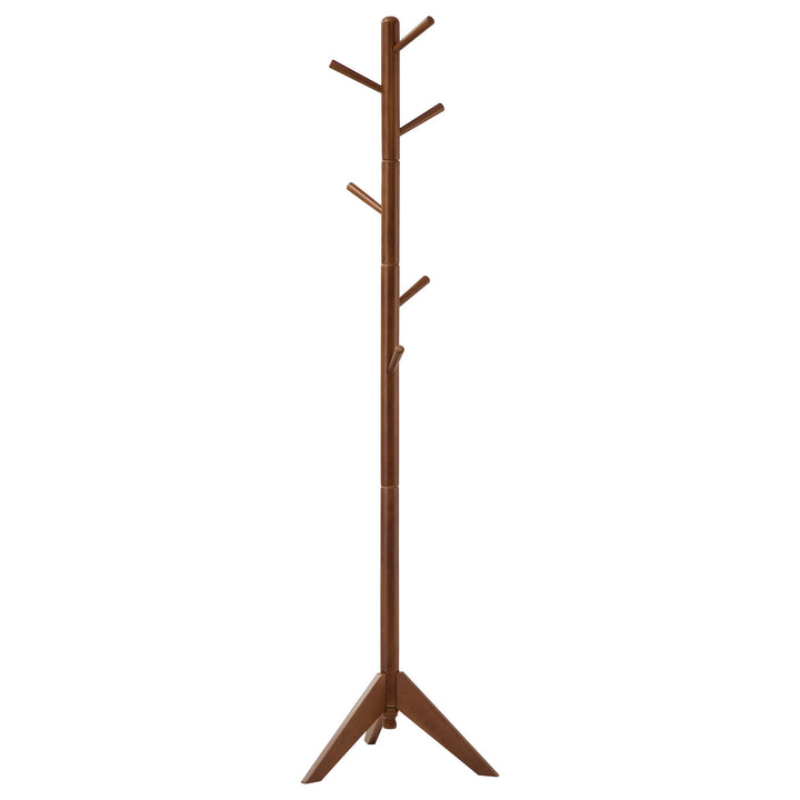 Coaster Furniture 900633 Devlin 6 Hook Freestanding Wood Coat Rack Hat Hanger Walnut
