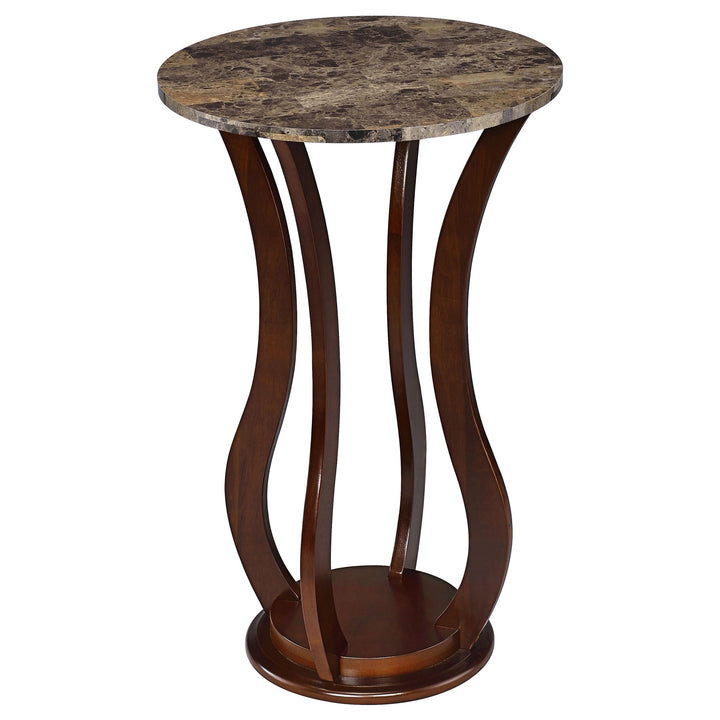 Coaster Furniture 900926 Elton Round Faux Marble Top Accent Side Table Brown