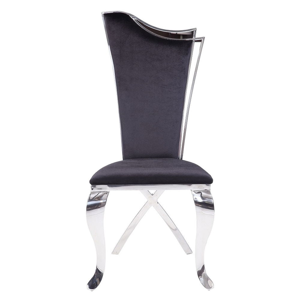 Cyrene - Side Chair Set of 2) - Black Fabric & Stainless Steel