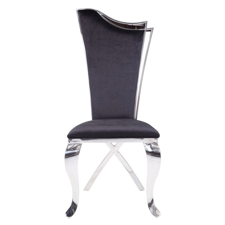 Cyrene - Side Chair Set of 2) - Black Fabric & Stainless Steel