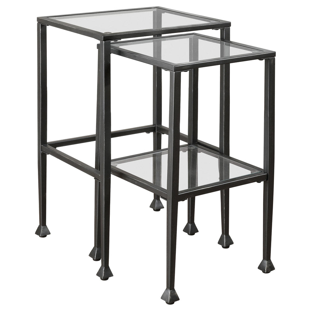 Coaster Furniture 901073 Leilani 2-Piece Glass Top Nesting Table Set Black